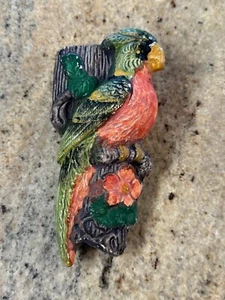 Vintage Japan Hand Painted 7" Wall Pocket Vase - Multi Color Cardinal Type Bird - Picture 1 of 2