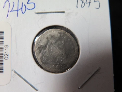 1845 Seated Liberty Dime, Average Circulated Coin.  Store #02119 Cover