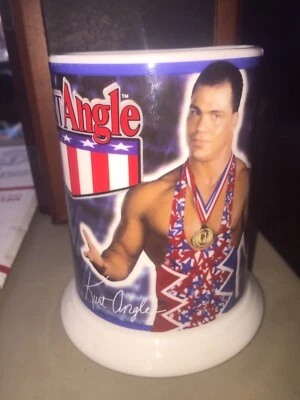2001 WWF WWE Danbury Mint Kurt Angle Wrestling Mug Cup NWA TNA Impact - Image 1 of 3