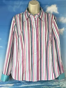 TRIBAL Size 8 'BEGONIA' Striped Button BLOUSE Long Sleeve + Fitted $44- - Picture 1 of 9
