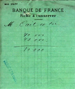 France, 1880's, Vintage Record to Keep (Fiche a Conserver) - Banque de France - Picture 1 of 1