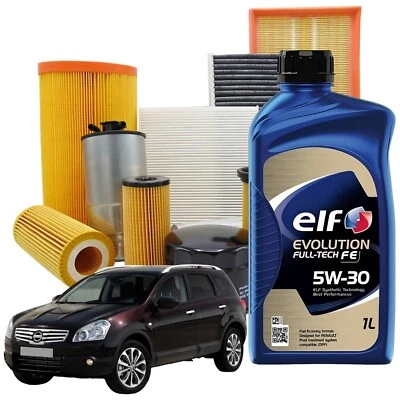 MISTI Kit Tagliando Nissan Qashqai J10 5 Litri Elf 5w30 4 Filtri Dal 2007 1.5 Dci