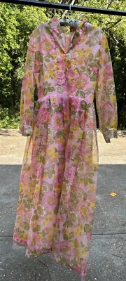 Vintage stunning maxi dress 1970's sheer boho wedding bridesmaid floral boho mod - Image 1 of 4