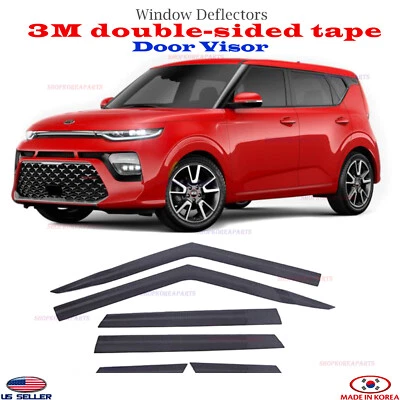 Smoked Door Visor Window Vent Deflector Set 6pcs Fits 2020-2025 Kia Soul - Изображение 1 из 4