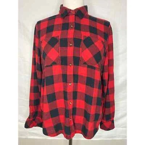 Universal Thread Flannel Shirt Women's Small Red Black Plaid - Picture 1 of 4