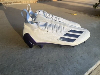 Size 12 Mens Adidas Adizero 2022 Primeknit Football Cleats Purple White HP8743 - Image 1 of 4