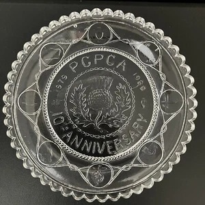 VTG Scottish Thistle Flower Art Glass 1989 PCPCA Convention Pairpoint Cup Plate - Picture 1 of 9