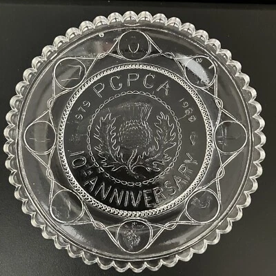 VTG Scottish Thistle Flower Art Glass 1989 PCPCA Convention Pairpoint Cup Plate - Image 1 of 4