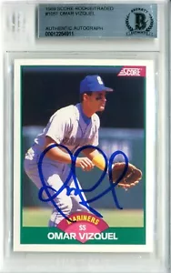Omar Vizquel 1989 Score Rookie Card RC handsigniert signed Auto BGS HOF Mariners - Bild 1 von 2