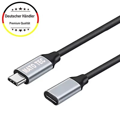 MATO TEC Extensión USB-C 10G 4K 5A 100W Cable Enchufe C Hembra Tipo-C Cable
