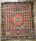 Vintage Antique Buddhist Thangka Tangka Silk Painting (35"H X31?W)