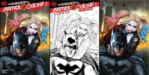 JUSTICE LEAGUE VS SUICIDE SQUAD #1 SET OF 3 AOD COLLECTABLES LIMITED COVERS DC - Picture 1 of 4