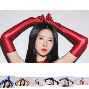 Smooth Shiny Elastic Long Gloves Elegant Women's Nightclub Accessories - Picture 1 of 32