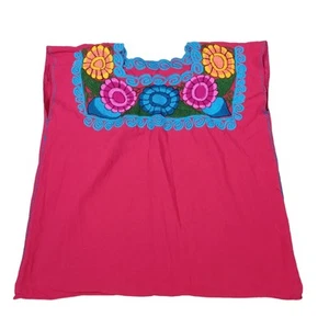 Handmade Vintage Embroidered Floral Huipil Poncho Sleeveless Square Top - Picture 1 of 7