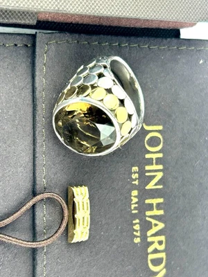 John Hardy NAGA Smoky Quartz Gemstones Sterling 925 & 18K Gold RING Size 7, Mint - Image 1 of 4
