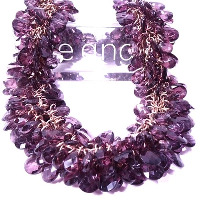 Neiman Marcus фиолетовый аметист капли Lucite кластер короткое ожерелье новый с Ярлыками 398  - Изображение 1 из 4