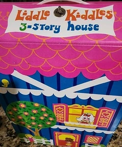 Vintage 1968 Little Kiddles dreistöckiges Puppenhaus Spielset Mattel 20 Möbel  - Bild 1 von 14