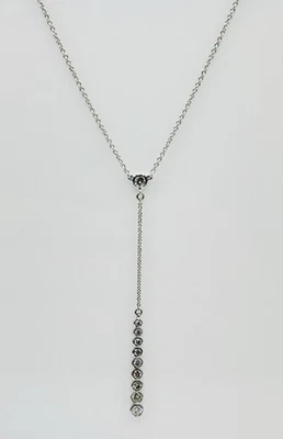 1/4ctw Natural Diamond Y-Drop Necklace 14k White Gold 16” 1.9 Grams - Image 1 of 4