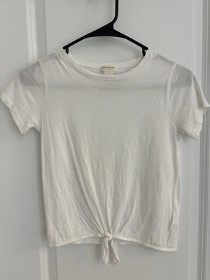 Crewcuts White Tie Front Tee Girls 10 Short Sleeve Cotton - Image 1 of 4