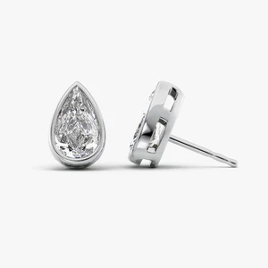 18k White Gold Pear Cut Diamond Women Earring Lab Grown  2.00 Ct IGI Certified - Picture 1 of 11