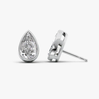 18k White Gold Pear Cut Diamond Women Earring Lab Grown  2.00 Ct IGI Certified - Image 1 of 4