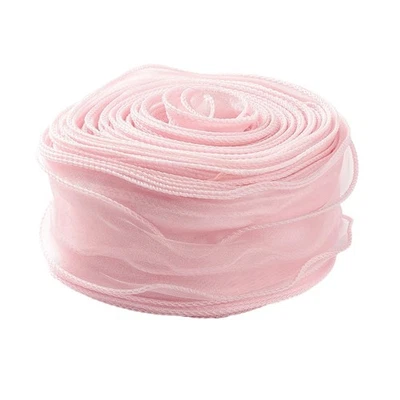 38 Yards 2 Inch Pink Sheer Ribbon Wired Transparent Organza Ribbon Sweet Rose Cl - Image 1 of 4