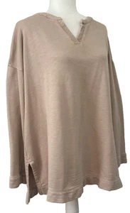 Camisa suéter túnica Pure J Jill para mujer lados divididos y cuello algodón orgánico grande - Imagen 1 de 6