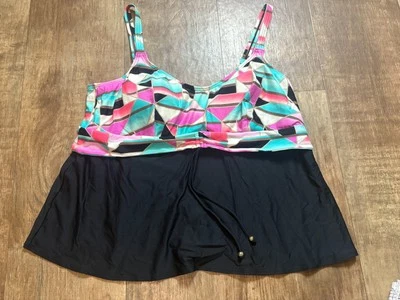 Traje de baño acolchado colorido Coco Reef Tankini Top para mujer talla grande 22 W 44C Foto 1 de 4