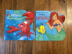 The Little Mermaid Sebastian's Story Walt Disney 1992 Golden Book Lot Of 2 - Foto 1 di 7