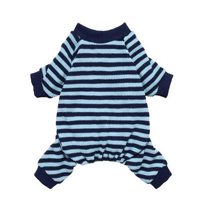 Blue and White Striped Dog Pajamas, Waffle Dog Clothes for Small Dogs Girl Bo... - Image 1 of 4