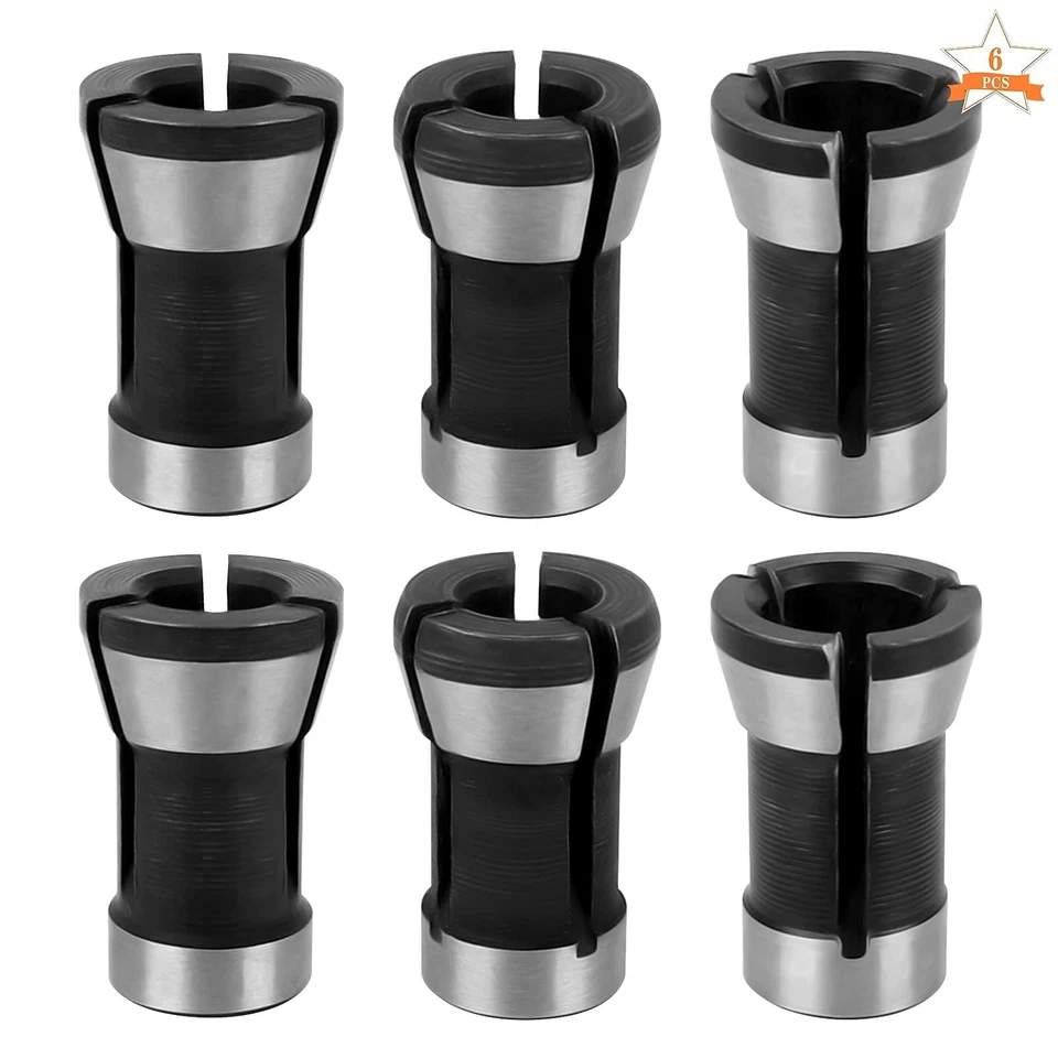 6 Pieces Collet Adapter, Steel Router Collet 6Mm 6.35Mm 8Mm Chuck Milling - Image 1 of 4