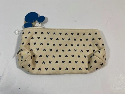 Disney Junk Food Mickey Mouse Cream Blue Canvas Cosmetics Makeup Pouch 7x5” New - Image 1 of 4