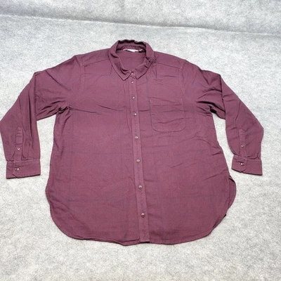 Camisa Athleta Para Mujer Talla XL Borgoña Cuadros Abotonada Manga Larga Bolsillo Suave Foto 1 de 4