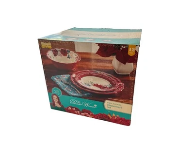 The Pioneer Woman Wishful Winter Rose Dinnerware Set Christmas Holiday 12 PC New - Image 1 of 4