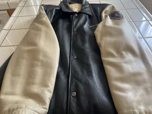 Vintage 90's MICHAEL JORDAN TWO3 Button-Up %100 Leather Black Jacket . Size 3XL - Picture 1 of 5