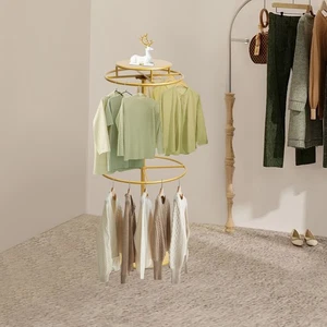 Perchero redondo giratorio, perchero de 2 niveles, perchero circular de pie - Imagen 1 de 22