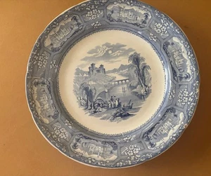1800s Blue White Staffordshire Plate T J & J Mayer “Florentine” Pattern 10 1/2” - Picture 1 of 11