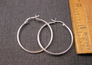 Beautiful Marsala 925 sterling silver 1.25" hoop earrings - Picture 1 of 2
