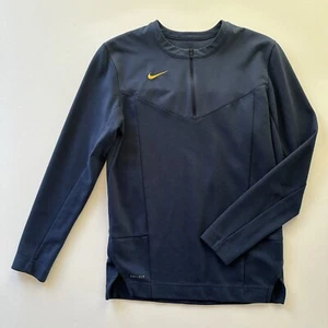 Nike Dri Fit Men's Small 1/2 Zip Long-Sleeve Football Top Navy Blue/Gold - Picture 1 of 15