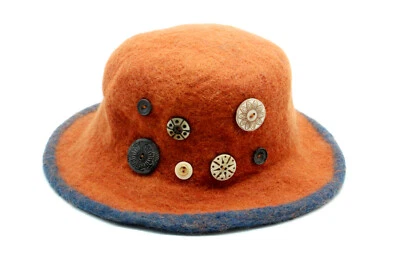 Orange Wool Felted Hat - Handmade Felt Hat - Casual Wear - From Nepal - Image 1 of 4