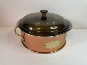 PYREX CORNING VISION WARE CRANBERRY CASSEROLE 024C LID 624 TAB HANDLES 2 QT EUC - Picture 1 of 8