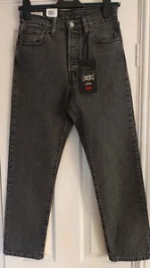 LEVI'S DANCING IN THE DARK GREY 501 ORIGINAL CROPPED JEANS 25W 26L BNWT LEVIS - Picture 1 of 8