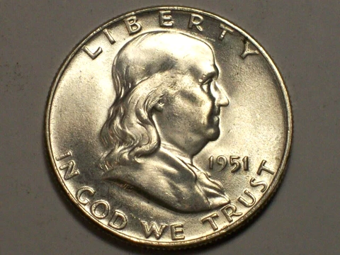 1951 Franklin Half Dollar     Near Gem BU       SN4089 Cover