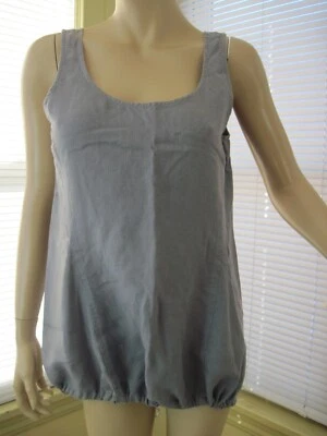 Stella Carakasi Sz S RARE drawstring Blue/Gray Sleeveless Tunic Hemp Top EUC Foto 1 de 4