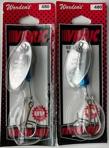 TWO Worden's Vibric Spinners #480.CW 1/2 oz Clear Winner Silver Blade Blue Body - Picture 1 of 2
