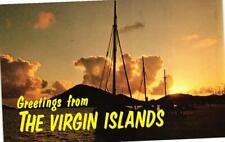 Greetings From The Virgin Islands Sunset Over St. Thomas Harbor Postcard