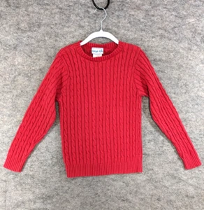 Kellys Kids Sweater Girls Youth Medium 7 8 Red Cable Knit Pullover Crew Neck - Picture 1 of 11