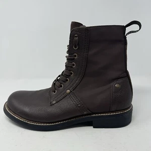 G STAR Raw Size 9 Riveted Combat Boots Brown Pebbled Leather 162-FW - Picture 1 of 10