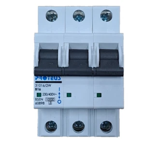 Proteus 31016/2W 16 Amp Type B Triple Pole Circuit Breaker 10kA MCB 16A New - Picture 1 of 8
