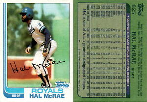 Hal McRae 1982 Topps Baseball Card 625  Kansas City Royals